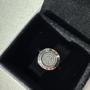 Pandora Signature Silver Round Ring with Crystals